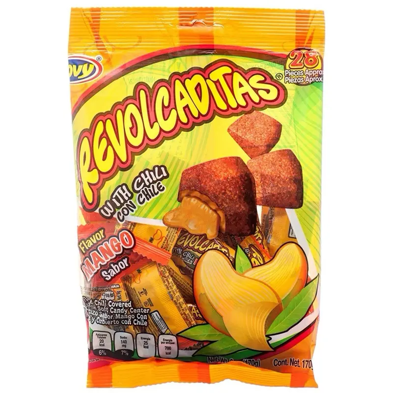 Revolcaditas Mango 6oz - Mango Flavored Hard Candy Covered in Chili - Sweet and Spicy Candy from Mexico