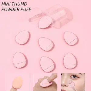 7PCS box mini thumb powder puff, fingertip size, precise makeup application, matching details, soft and snagging without powder sticking, easily creating a flawless and exquisite makeup look