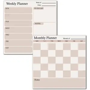 Calendar for Refrigerator, 2 Pack Dry Erase Fridge Calendar Whiteboard - Monthly & Weekly Planner Board with Markers and Eraser for Modern Kitchen (Checkerboard )