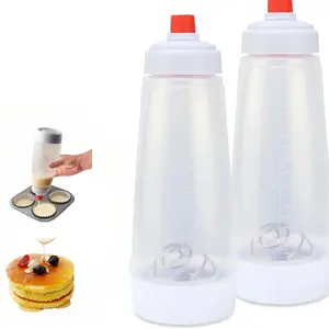 Pancake Batter Dispenser with stainless steel mixing ball, Pancake Shaker Batter Dispenser Bottle Baking Tool .Kitchen Batter Squeezer Bottle Suitable for Cupcakes, Pancakes, and Muffins,Thanksgiving cooking utensils Value Pack