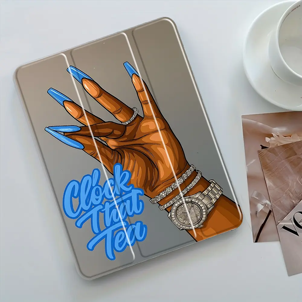 Blue iPad Case, Ipad Accessories, Transparent Acrylic Stand Cover, Pencil Holder & Charger Slot, Fits iPad Pro/air/mini, Shock-resistant Protective Case, Suitable for Offices, Schools & Homes