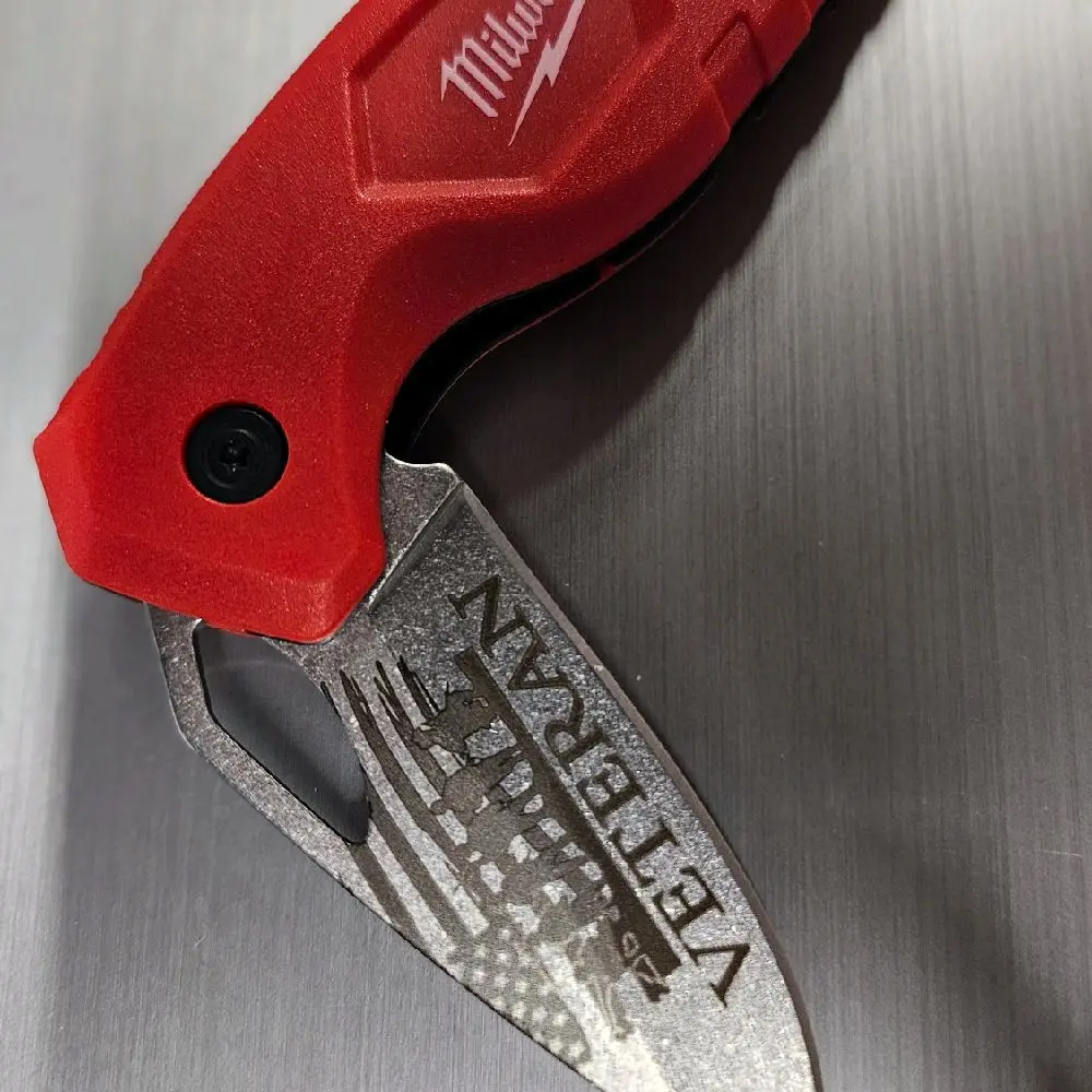 Custom laser engraved Milwaukee folding blade knife