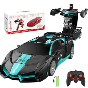 Transformable Car Remote Control Robot Toy, 1:18 Scale, 360° Rotation LED Lights, Suitable for Kids 6+, Birthday Gift, Remote Controlled Car