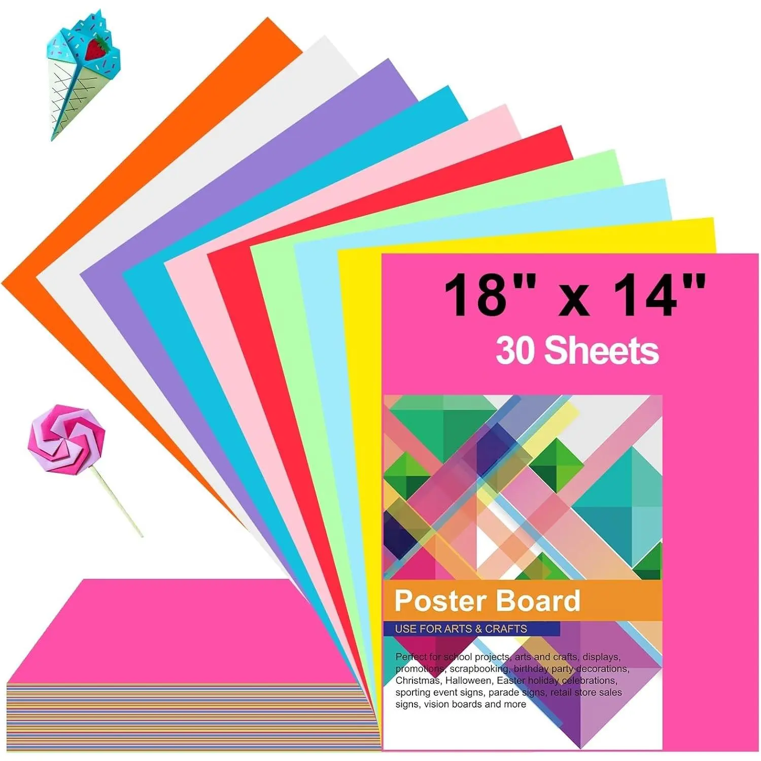 30 count Poster Board Colorful Paper 14x18,  Vision Boards Bulk Blank Graphic Display Posterboard Card Paper for  School Classroom Arts Craft Projects Drawing Scrapbooking