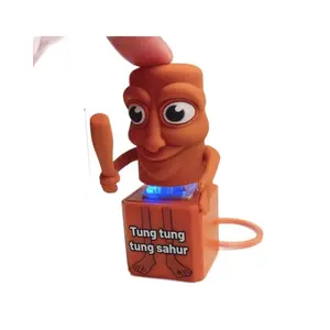 Italian Brainrot Voice Keychain Tung Tung Tung Sahur Fidget Toy，Tralalero Tralala Sounding Toy Keychain Stress Reliever with Colorful LIghts.
