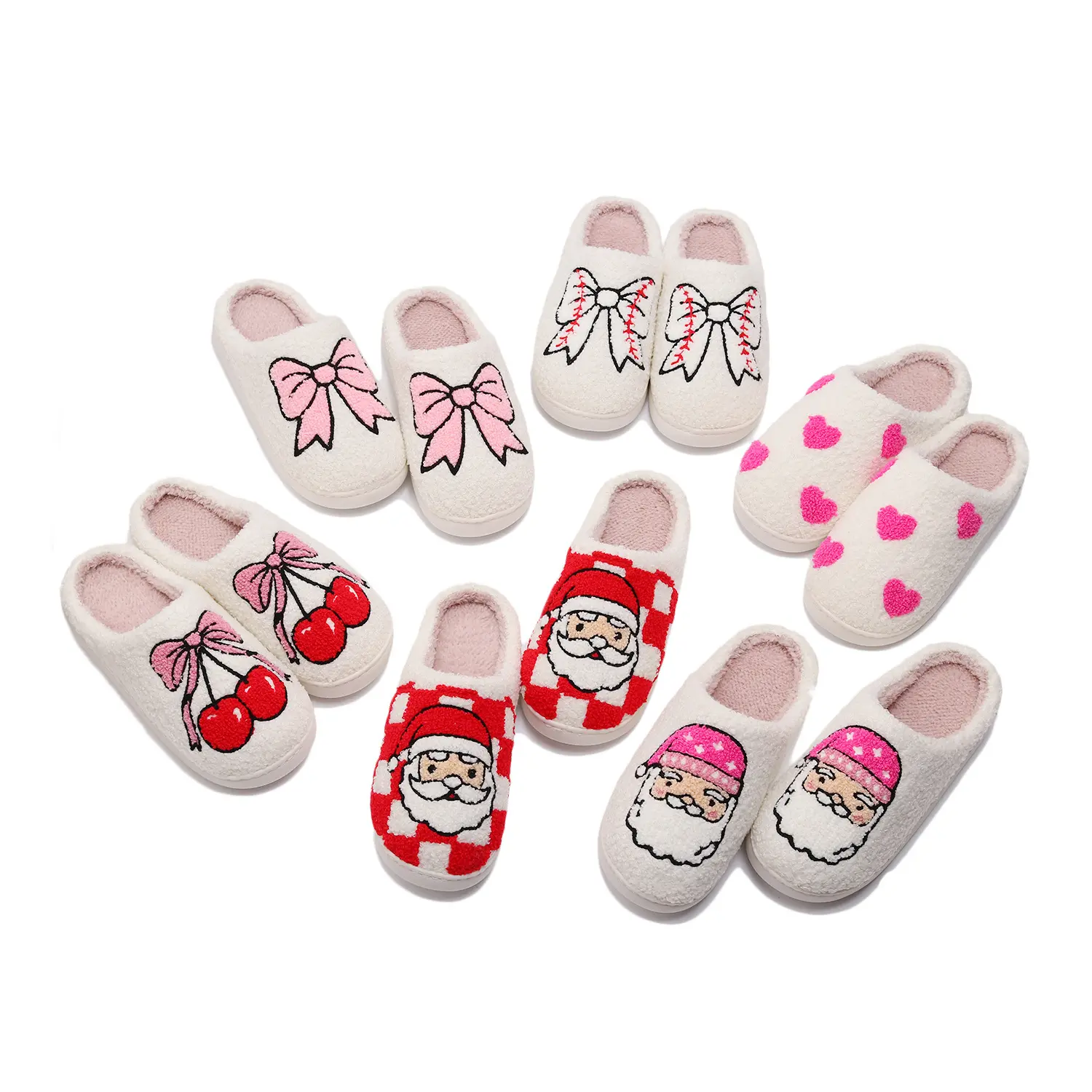 Women Men Christmas Slippers Memory Foam Slippers Warm House Slippers Cozy Fuzzy Bedroom Home Shoes for Indoor Outdoor
