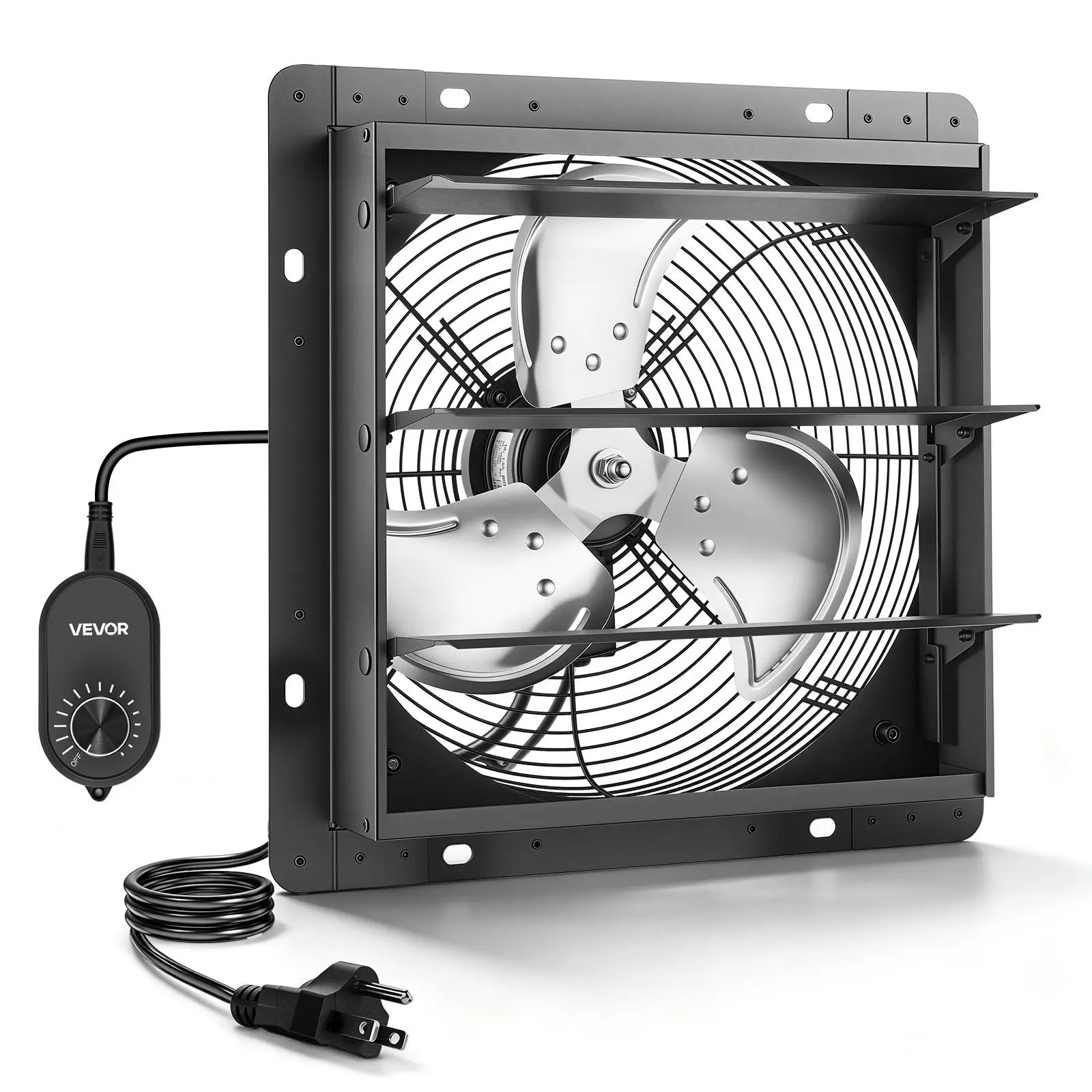 VEVOR Corded 10-in Wall-Mount Shutter Exhaust Fan, Automatic Louvers, Variable Speed, Sturdy Steel Housing, Low-Noise AC Motor, 874 CFM, for Attic, Garage#BackToSchool