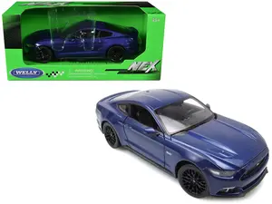2015 Ford Mustang GT 5.0 Blue Metallic "NEX Models" Series 1/24 Die Cast Model Car by Welly