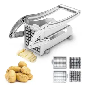 Stainless Steel French Fry Cutter with 2 Blades, 1 Set Vegetable & Potato Slicer, Perfect for Air Fryer, Durable Vegetable Slicer, Kitchen Utensils & Gadgets