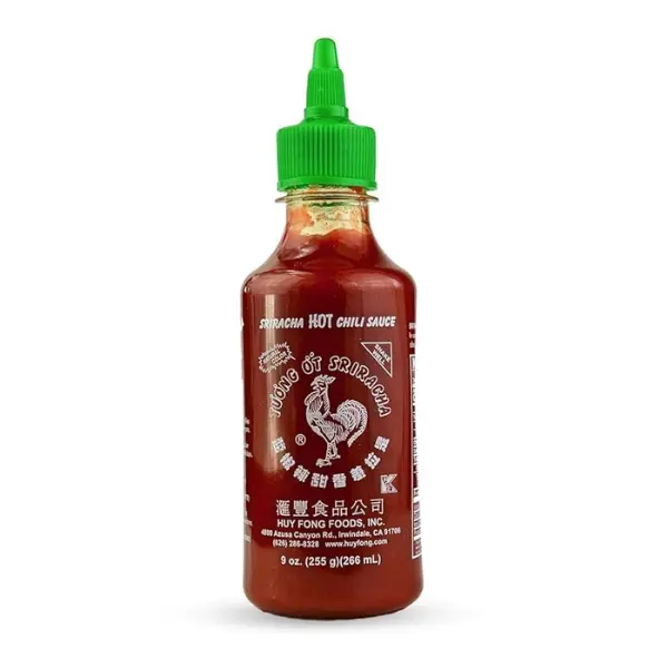 Huy Fong Sriracha Pure Chili Hot Sauce, 9 oz Ambient Bottle, Low-Calorie, Minimal-Carb Spice-Boost Flavor Enhancer for Dipping (BlazeBites Spicy Dip)