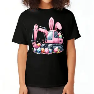 100% Cotton Eggs-Cavator Funny Youth Easter ExcavatorT-Shirt, Teens Adults Retro Easter Eggs Print Shirt, Easter Gift Idea