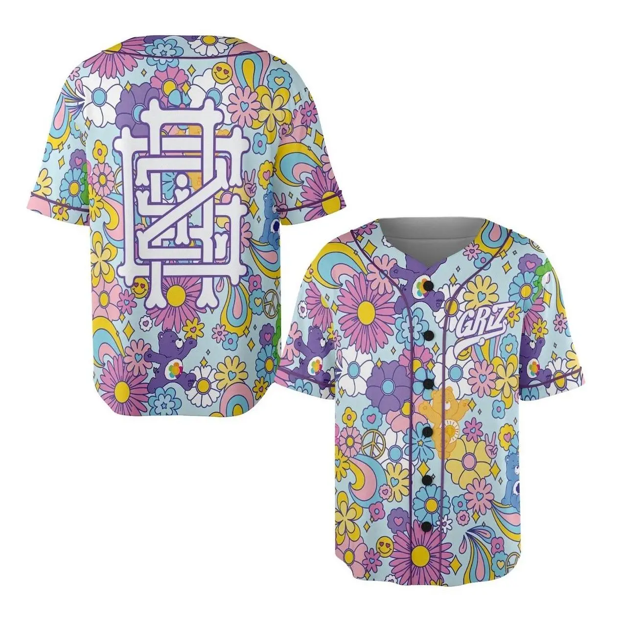 Griz Baseball Jersey, Hippie Flower Rave Shirt Festival Outfit