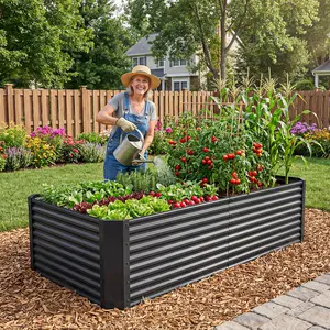 YITAHOME 1pc / 2pcs Raised Garden Bed Kit, with Gloves & Tension Bar, Outdoor Patio Planter Box for Plants Vegetables Flowers