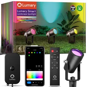 {Lumary} Smart Landscape Lights 56Ft, 6 Pack RGBAIWW Low Voltage Landscape Lighting, IP65 Waterproof Spotlight Color Changing Garden & Yard Lights, App/Voice/Remote Control, Compatible with Alexa