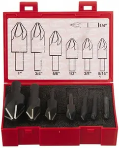 KEO 7-Piece Cobalt Single-End Countersink Set (50049) - 90° Included Angle, 6 Flutes, 1/4-1" Head Diameter, 1/4-1/2" Shank Diameter, 1.5-2.75" Overall Length