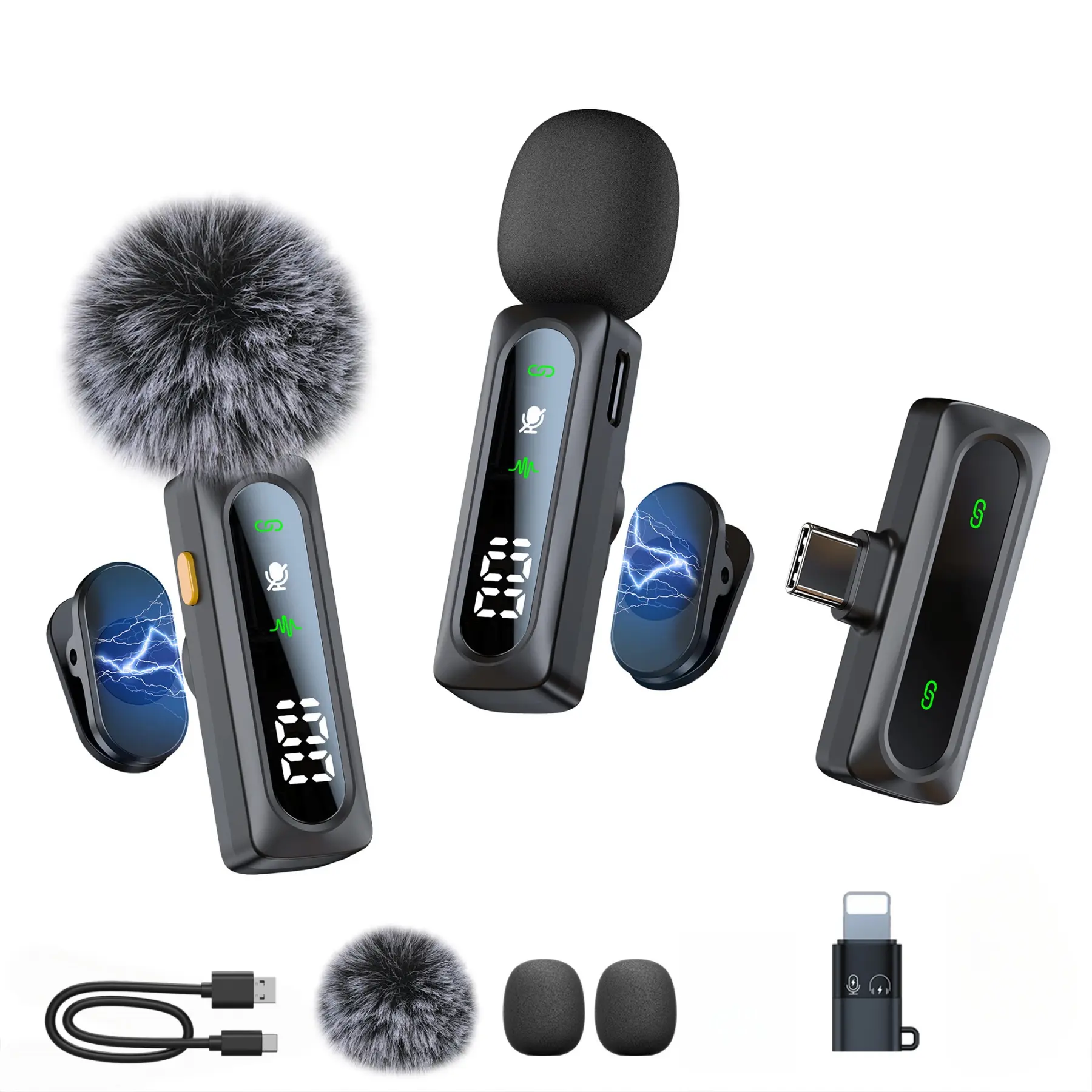 Wireless Mini Lavalier Microphone Pack (1 Mic) for iPhone & Android, Plug & Play Lapel Mic with Noise Reduction, Mute, Reverb for YouTube Vlog Recording USB-C Wireless Microphone