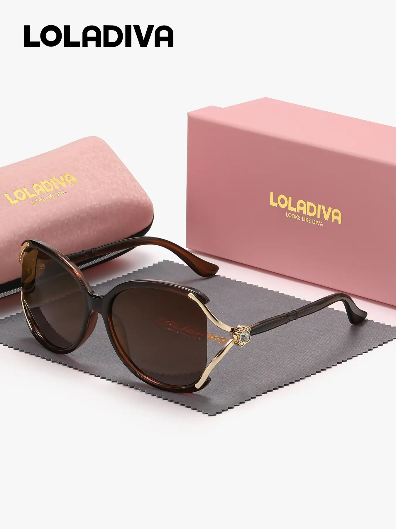 LOLADIVA 1 Piece High-End Craftsmanship Full Frame Sunglasses Elegant And Charming Irregular Frame Sunglasses UV400