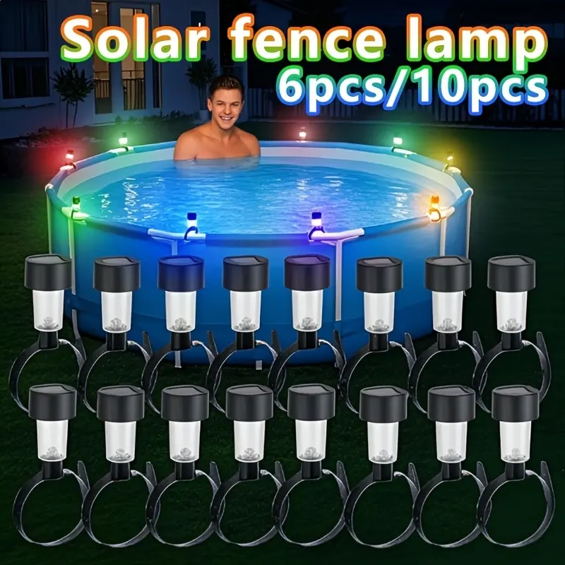 6/10 Pack Solar LED Pool Lights, Outdoor Waterproof, Strapping Bundle Lights, Suitable for Poolside, Backyard, Terrace, and Water Surface Nighttime Ambiance Decoration, Outdoor Patio Lights, Outdoor Lighting