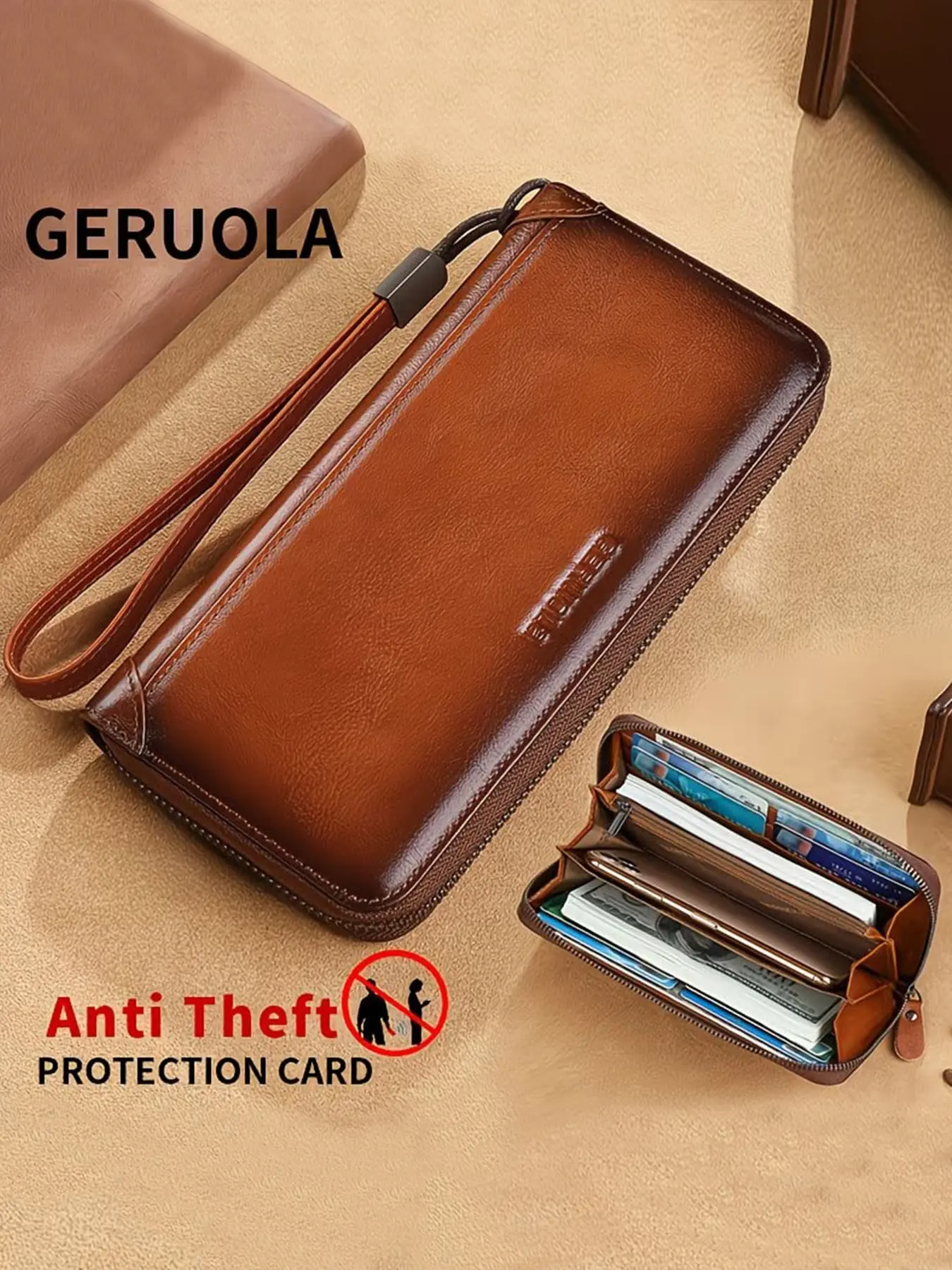 Men's Genuine Leather Long Wallet in Soft Cowhide, Large Capacity RFID Blocking Travel Clutch, Ideal Gift for Special Occasions, Zipper Leather Wallet, Business Style Wallet, Business Wallets, Zipper Wallet Design