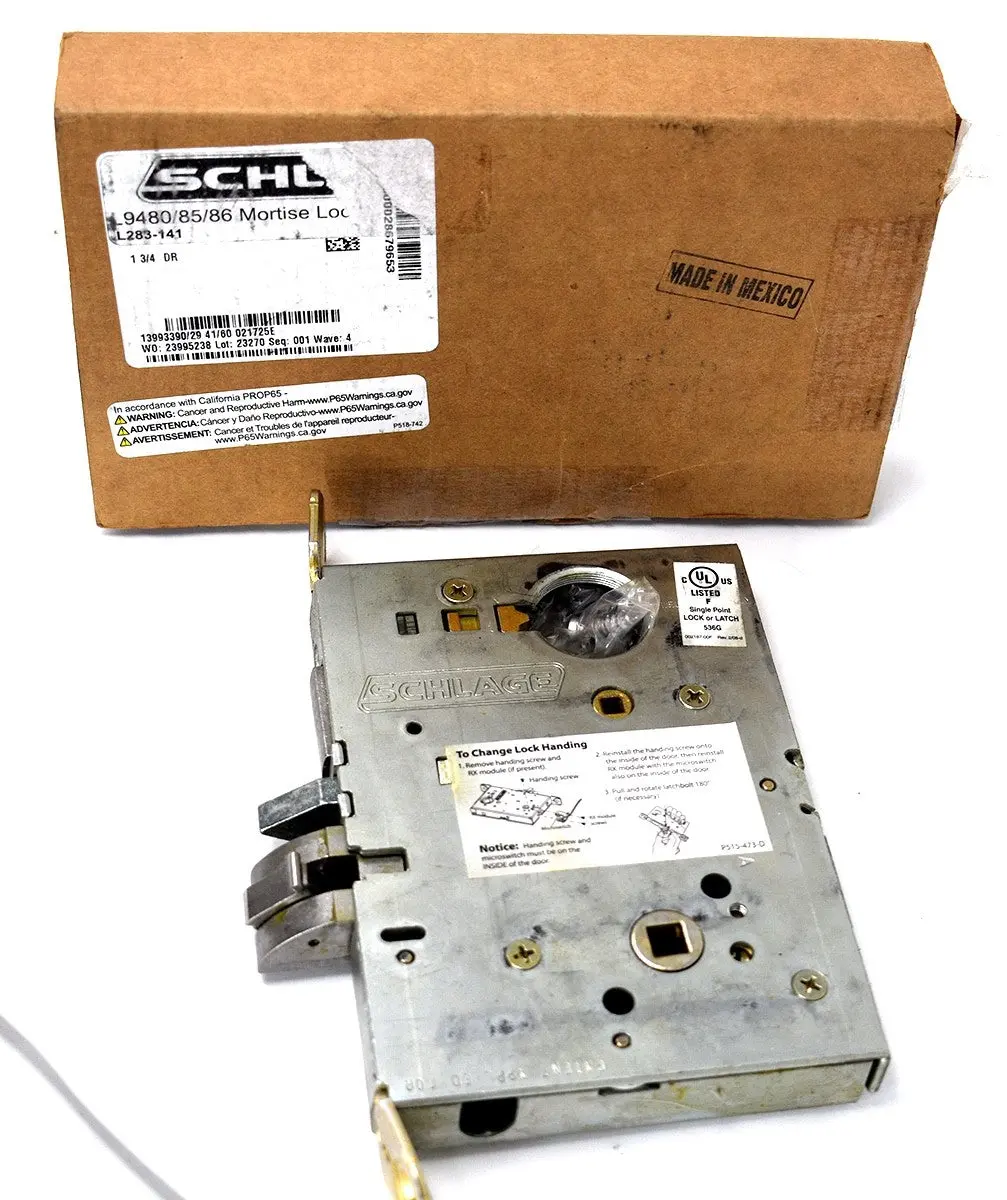 Schlage L9485/86/80 W/P Mortise Door Lock Body Only, Replacement for L9480LB, L9480LBLB, Ships Same Day