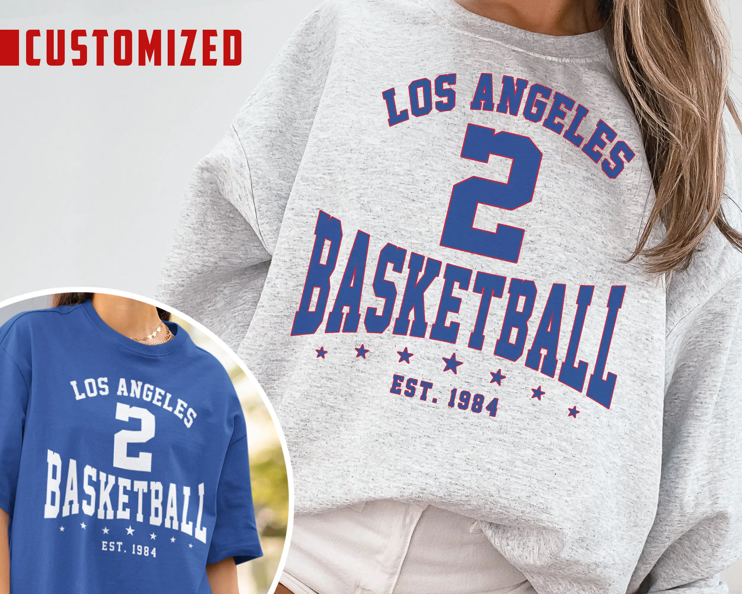 Customized Los Angeles Clipper Crewneck Sweatshirt T-shirt Clippers Sweater Clippers T-shirt Vintage Los Angeles Basketball Shirt