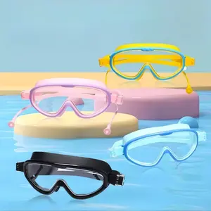 Swim Goggles HD Large Frame Anti-Fog Pool Swimming Goggles  Yellow/Blue/Pink/Black Colors for Choice Comfortable Fit for All Ages