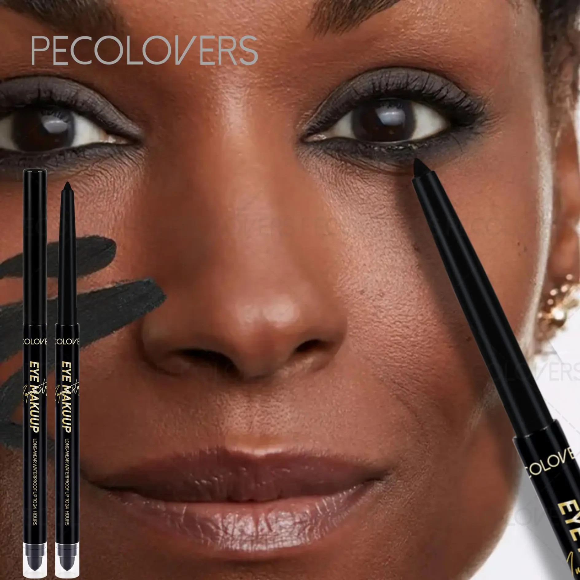 1PC Long-Lasting Longwear Eyeliner Gel Pen,Smudge-Proof, Smudge No Budge & Quick-drying,Eyeliner Pencil，WIth Cotton Head Brush, Eye Makeup Product, Enhance Eye Makeup