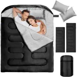 Adult Dual-Use Sleeping Bag, Camping & Hiking Gear, Warm Weather Essential, Includes Two Pillows, Ideal for Backpacking Adventures