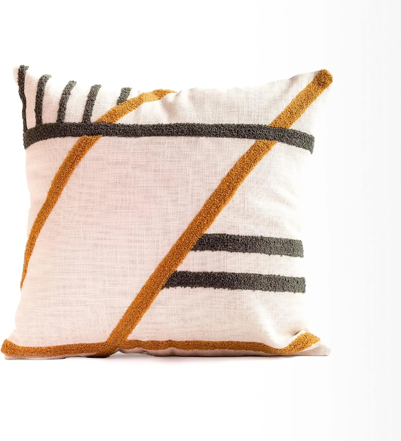 18-in Classic 100% Cotton Hand Embroidery Zippered Cushion Covers - Set of 2, Soft, Anti-Shrink, Breathable, Fade-Resistant, Machine Washable, Non-Customised, All Seasons, for Indoor/Outdoor Couch, Sofa