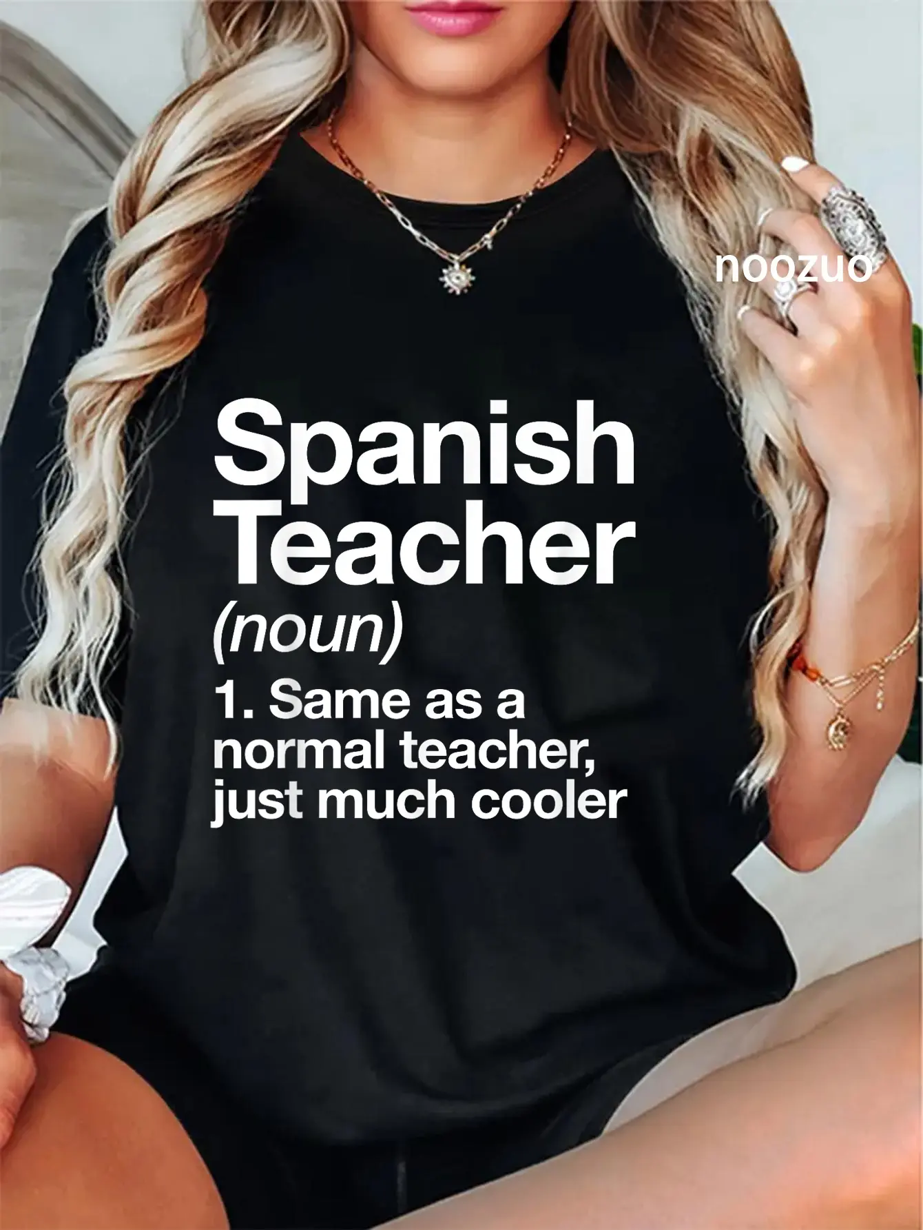 Vintage Graphic T-Shirt, 100% Cotton Short-Sleeve Top with a Funny Spanish Teacher Definition, Unisex Cut with Distressed Edges, Tshirt, Regular Sleeves