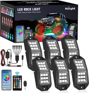 Nilight RGB LED Rock Lights Kit 6 PCS 18LED Wide Angle Wheel Well Light with Remote & Bluetooth App Dual Control Multi Modes Underglow Multicolor Neon Pod for ATV UTV SUV Offroad Truck RZR Boat dealsforyoudays