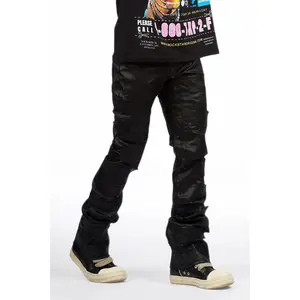 Shake Black Coated Stacked Flare Jean