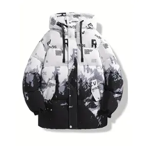 [Warm Graffiti Hooded Jacket] Thick and Warm Graffiti Hooded Jacket - New Print, Suitable for Men, Versatile Coat