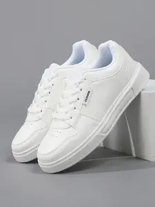 Women's Thick Sole Casual Low Top Training Shoes Sneaker, Breathable Perforated PU Leather, Eva Sole, Comfortable and Durable, Perfect for Daily Wear