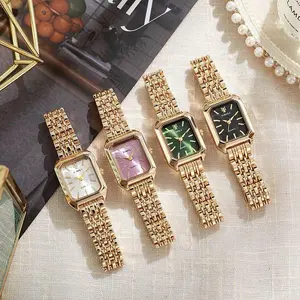 Vachette Vintage Gold Women's Watch Square Face Stainless Steel Band Elegant Quartz Wristwatch for Business & Fashion All-Match Jewelry Accurate Timekeeping Luxury Strap Retro Style