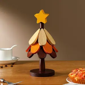 Wooden Tree Trivet | Heat Resistant Table Protector, Christmas Tree Shape, Modern Minimalist Pot Holder, Holiday Decor, Handmade Heat-Resistant Mat, Decorative Coaster
