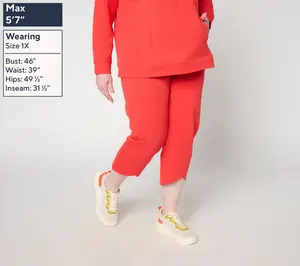 Denim & Co. Active Petite French Terry Crop Pants w/ Tulip Hem