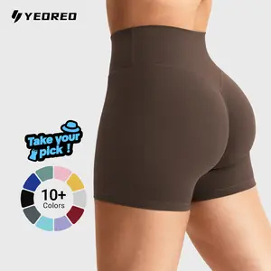 YEOREO Women's Biker Shorts 4.5" Hidden Scrunch High Waist Tummy Control Gym Yoga Running Impact Blue Plain Stretchy Fabric Active Skort Skirt Gym Exercise Activewearn