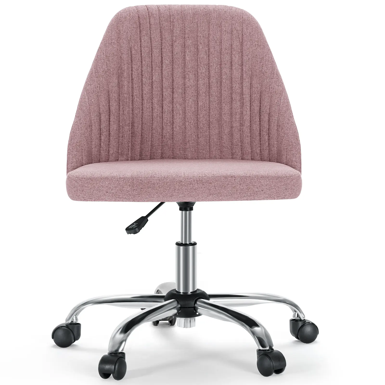 Sweetcrispy Armless Office Chair - Compact Dorm Task Chair with Wide Seating, 360-Degree Swivel, Wheels, Height Adjustment, Excellent Lumbar Support, Fast & Easy Assembly (Assembly Required) for Adults, Home Use