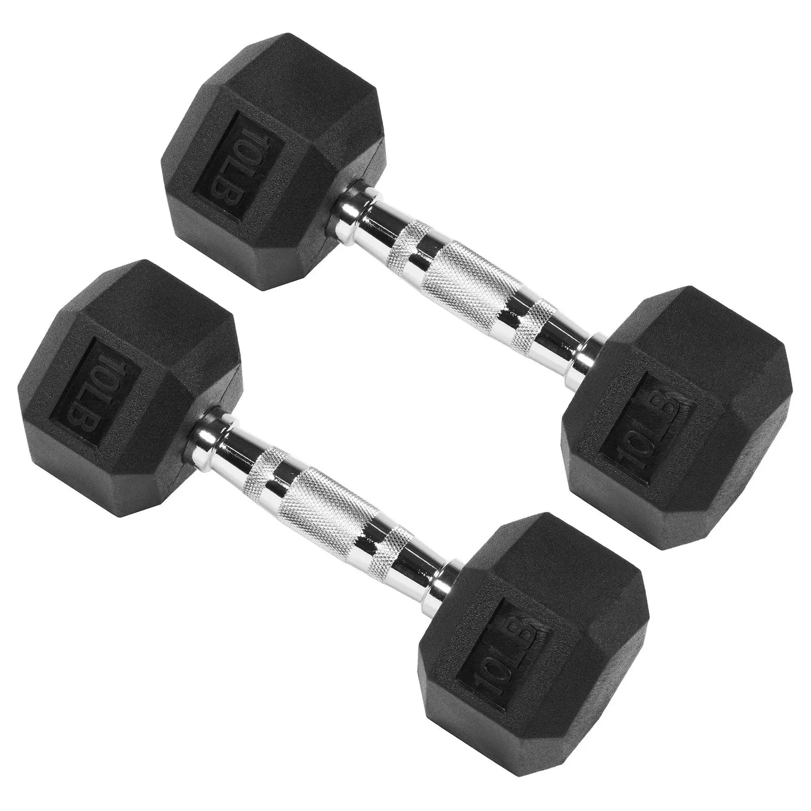 Signature Fitness Hex Dumbbells – 10 lb Set | Rubber Encased Strength Training Weights