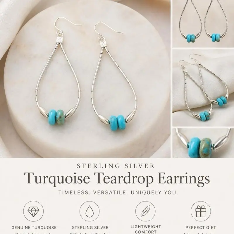 .925 Liquid Silver Turquouse Beaded Earrings