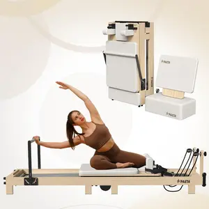 [2 packages shipping] PAETA 92" Wooden Foldable Pilates Reformer - Home & Studio Use with Springs, Sitting Box, Jump Board & Accessories