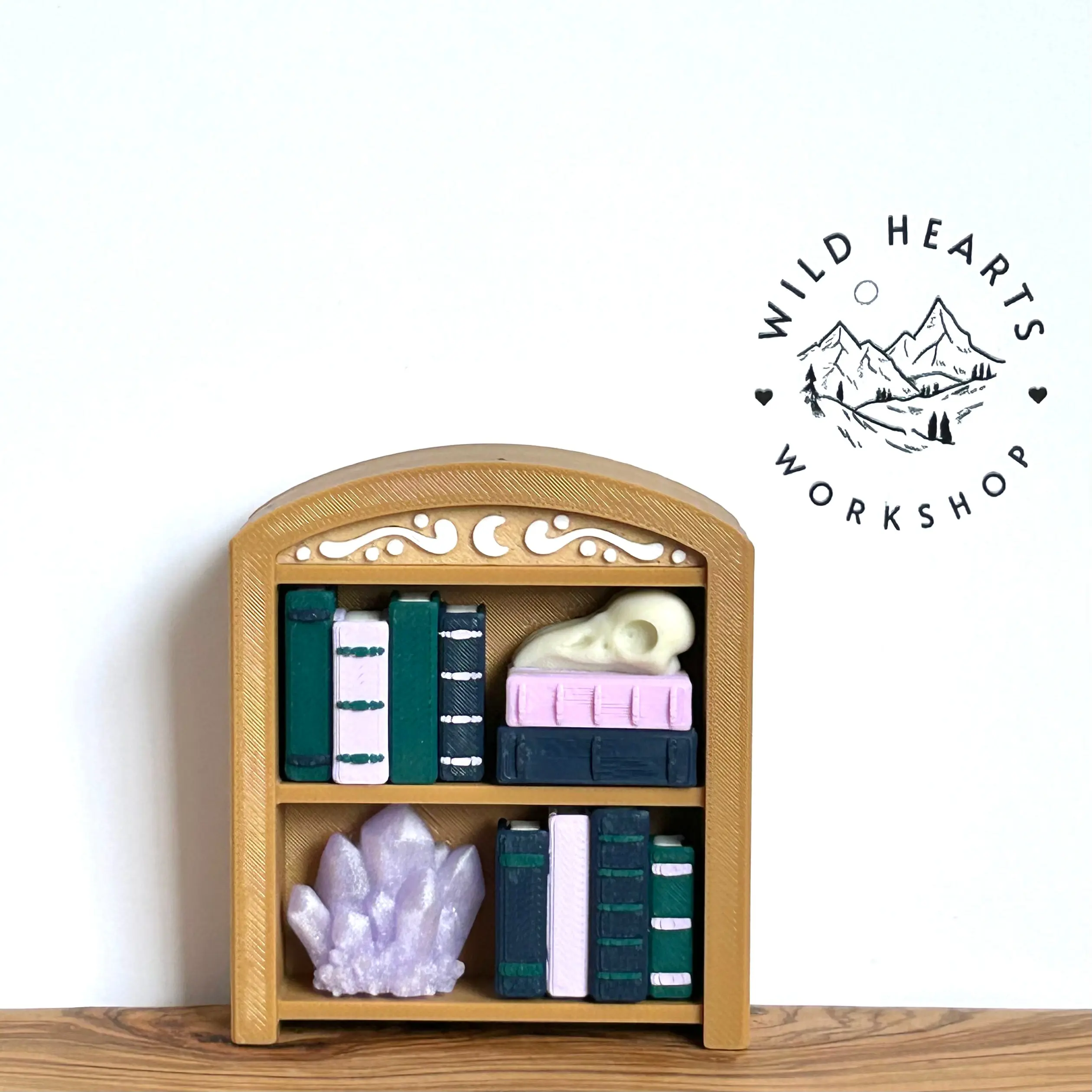 Mini Bookcase Clicker Fidget Statue, Gothic Home Decor with Nature-Inspired Plant Print & Butterfly Design, Home Supplies for Stress Relief