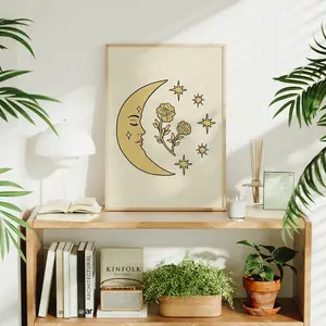 Steph Marie Art Summer Moon Handmade Art Print Natural 60 lb 230 gsm Archival Matte Paper 8 x 10" Eco-Friendly Packaging