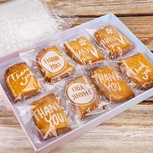 100PCS Self-Adhesive Thank You Treat Bags, Clear Cellophane Transparent Seal-Ready Packaging for Party Favors, Sweets (Office Stationery & Supplies, Gifts & Wrapping)