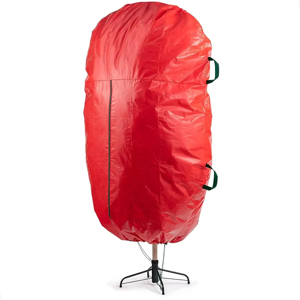 Zober Upright Christmas Tree Storage Bag For 7.5 Ft Trees - Waterproof, Durable With Handles - Red