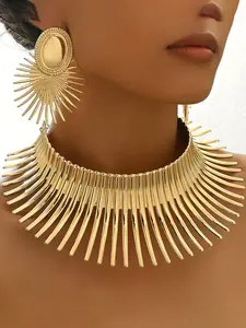 Fashion Jewelry Set, Glamour Set, Fashionable Exaggerated Choker & Earrings, Casual Jewelry Set for Party, Daily Decor, Trendy All-match & Exquisite Jewelry for Birthday Gift, Matching Jewelry Set, Maximalist Jewelry