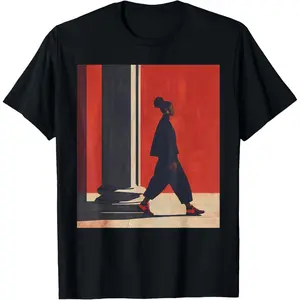 Men's Short Sleeve Leisurely Top Black Girl Walking Afro Style African American Pride T-Shirt