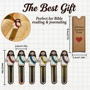 【Faith Gifts】6PCS/12PCS Mini Jesus Figures Bookmark Decor, Cute Jesus Ornaments to Celebrate Faith & Blessings. Ideal for Bible Reading & Journaling, Perfect for Easter, Baptism, First Communion, Mother’s Day, Father’s Day & Spring-Summer Religious Decor.