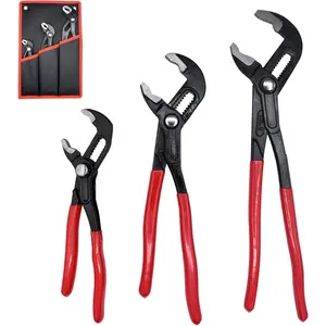 3-piece water pump pliers set, plumbing tools, 7-inch 10inch 12inch slot sliding joint set, button-type quick-adjust pliers